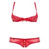 Obsessive Women's Red Lace Lingerie Set with Underwire Cups and Open Thong, XXL view 2