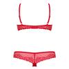 Obsessive Women's Red Lace Lingerie Set with Underwire Cups and Open Thong, XXL view 3