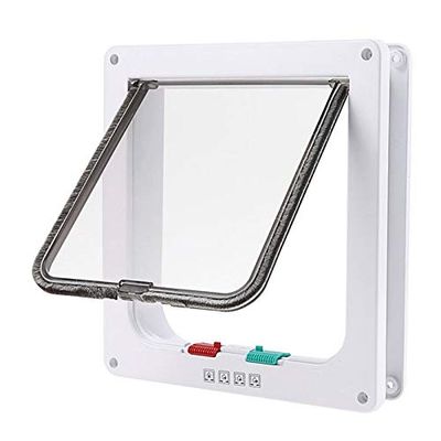 LIANYG 4-Way Plastic Pet Door, White, Size L