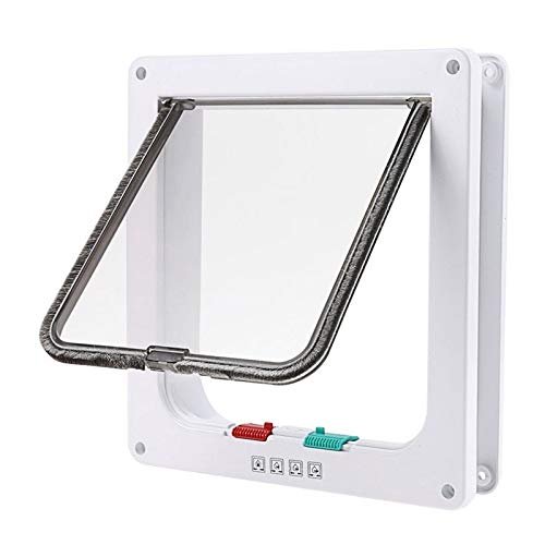 LIANYG 4-Way Plastic Pet Door, White, Size L