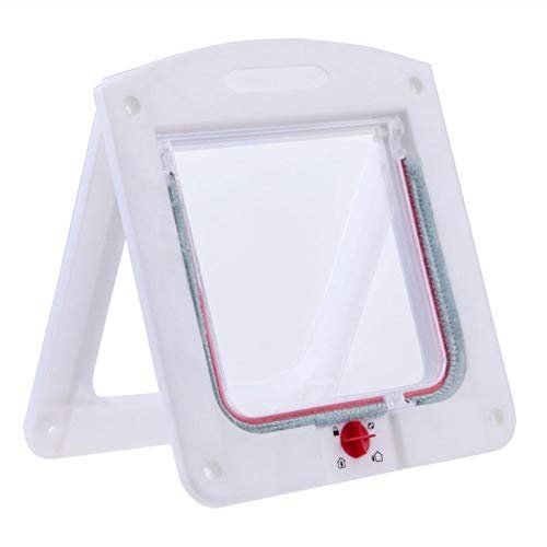LIANYG Lockable Cat Flap for Kittens and Dogs, White