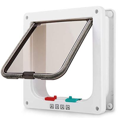 LIANYG Cat Flap with 4-Way Lock, 19.7 × 19 × 5.3 cm