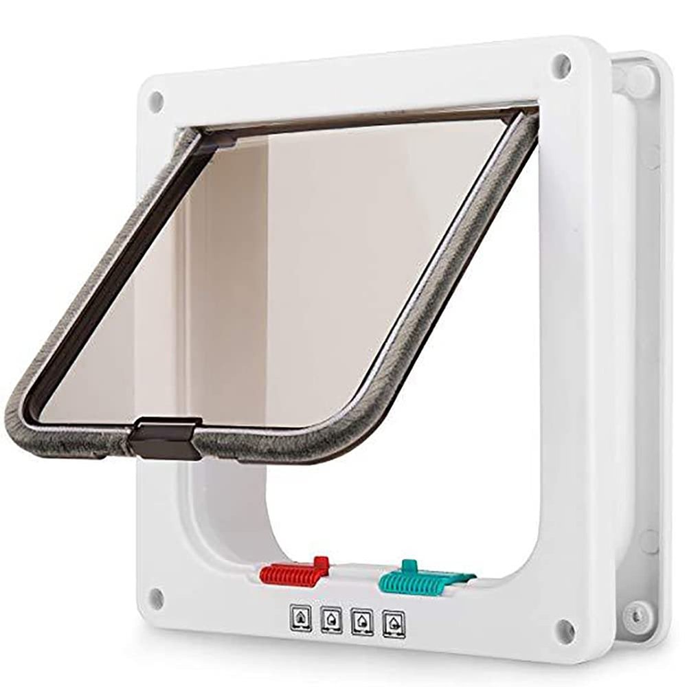 LIANYG Cat Flap with 4-Way Lock, 19.7 × 19 × 5.3 cm