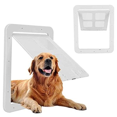 LIANYG Dog and Cat Flap with 4-Way Security Lock, ABS Plastic, Size L