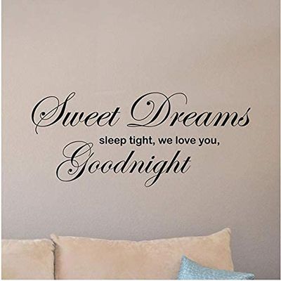Sweet Dreams Sleep Wall Sticker – “We Love You, Good Night” Sign, Baby Bedroom Poster Quote, Vinyl Sticker, Nursery Decor, 69 x 30 cm