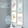 Papierschmiede 4-Piece Kids' Print Set, A4 Framed in Natural Wood, Blue Airplane, Helicopter & Dinosaur view 4