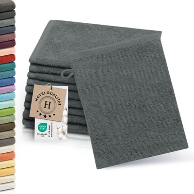 ZOLLNER 10-Piece Washcloth Set, Soft and Absorbent, Cotton, 16 x 21 cm, Graphite