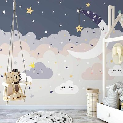 Custom 3D Hand-Painted Starry Sky Wall Mural, 400 x 280 cm
