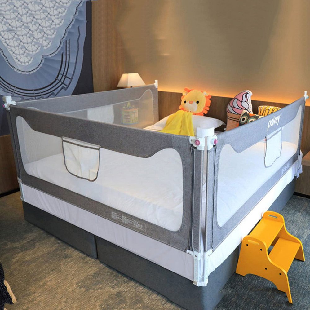 ZWJABYY Foldable Bed Rail, Gray, 1.5 m, for Queen and King Beds, 1.2/1.5/1.8/1.9/2/2.2 m