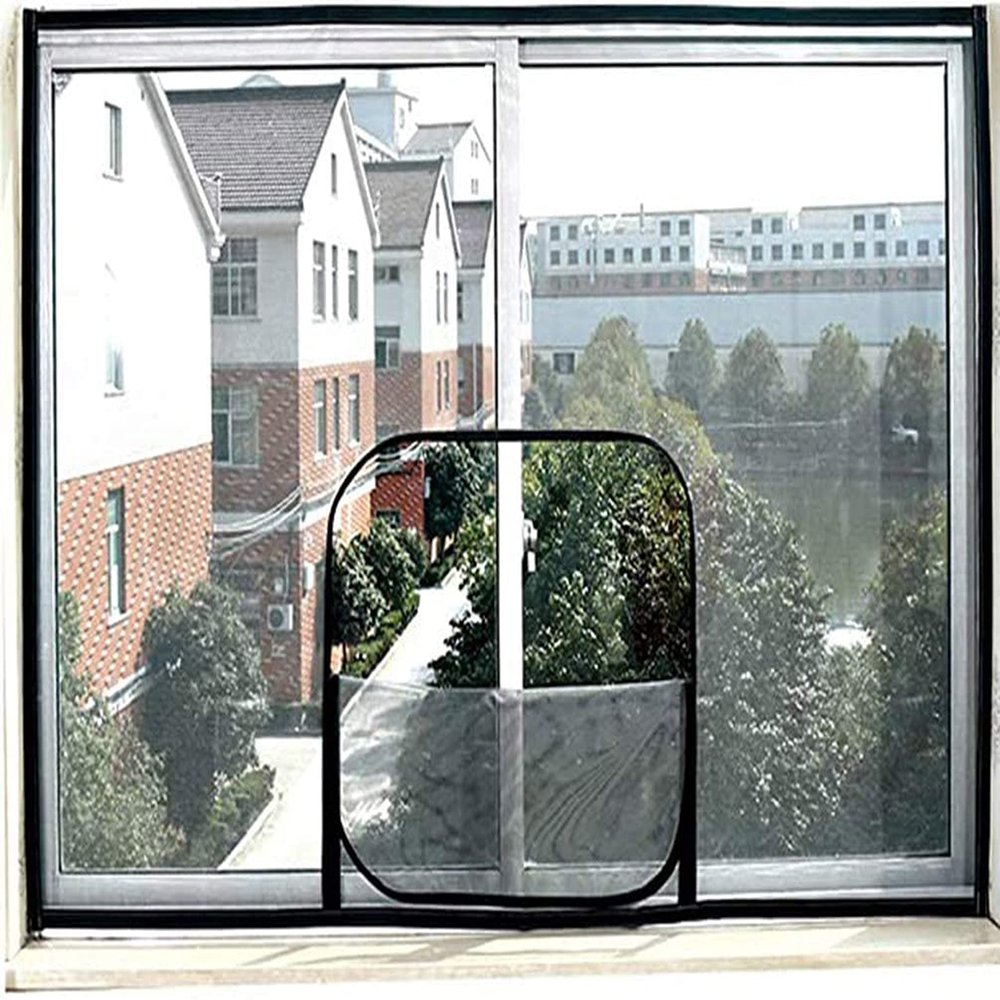 Washable Self-Adhesive Cat-Proof Window Screen with Zipper