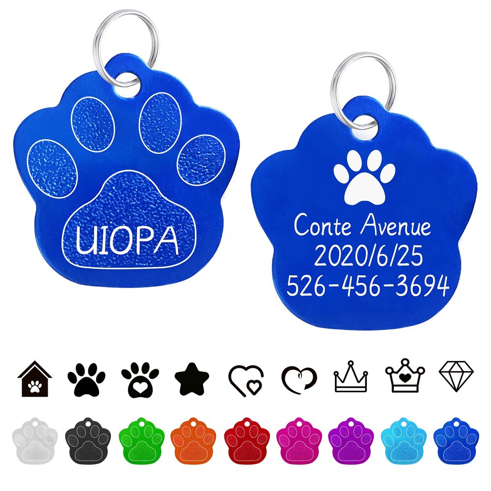Uiopa 2-Pack Paw Dog Tags with Engraving