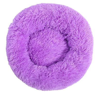 Chickw1 Round Donut Pet Bed for Dogs and Cats, Plush, Washable, Non-Slip, Purple, 120 cm