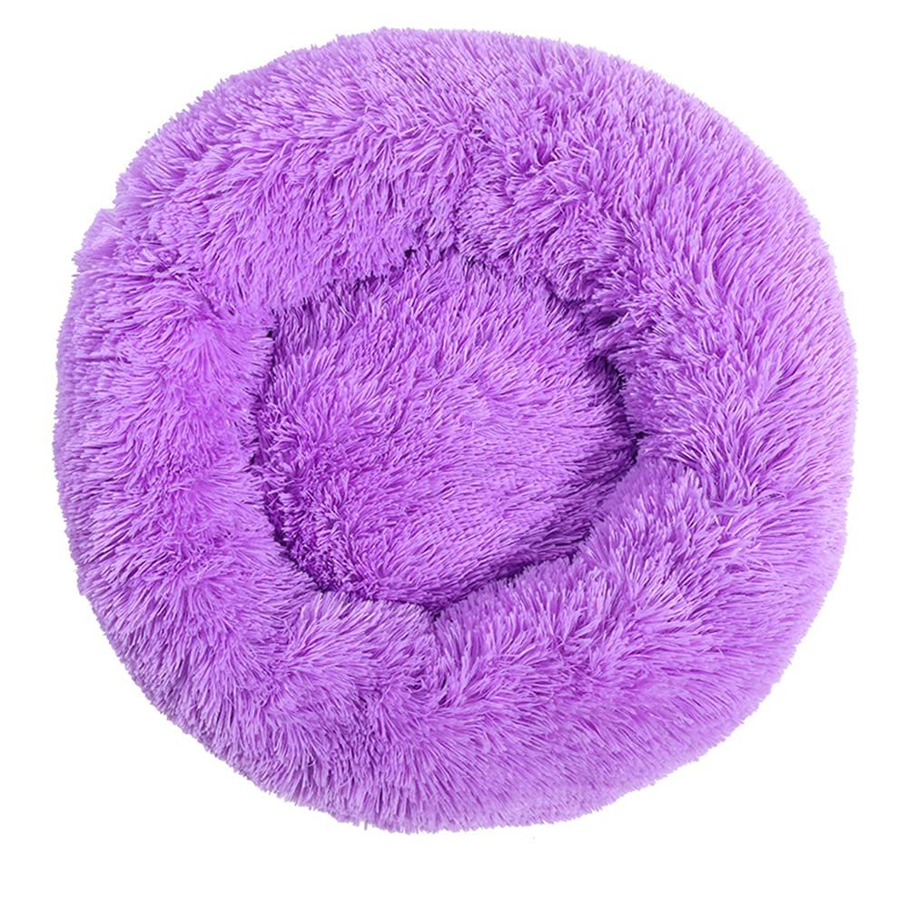 Chickw1 Round Donut Pet Bed for Dogs and Cats, Plush, Washable, Non-Slip, Purple, 120 cm