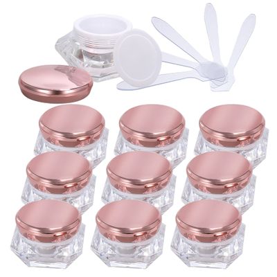 ZEOABSY 12-Pack 15 mL Clear Acrylic Diamond-Shaped Jars with Pink Screw Lids
