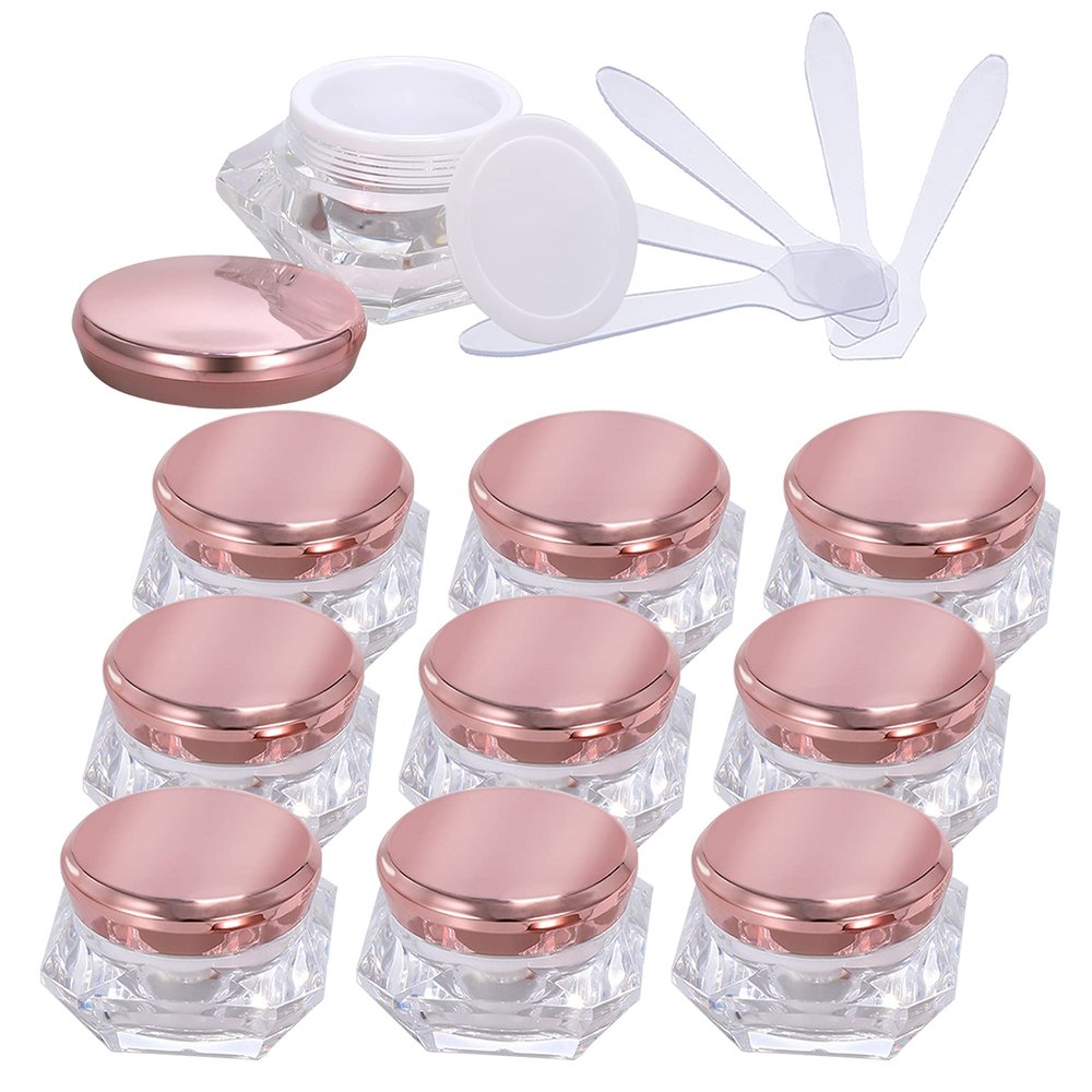 ZEOABSY 12-Pack 15 mL Clear Acrylic Diamond-Shaped Jars with Pink Screw Lids