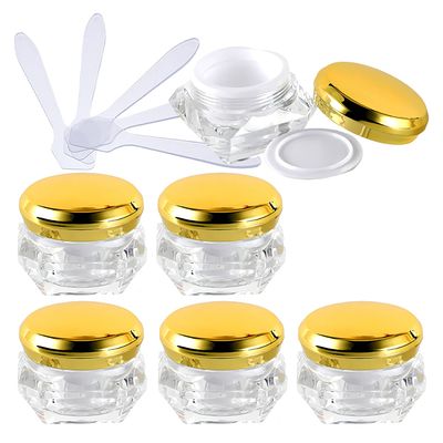 ZEOABSY 6-Pack 15 mL Transparent Acrylic Diamond-Shaped Empty Jars with Gold Screw Caps