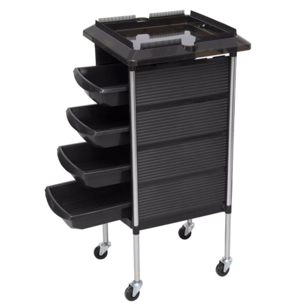 ppARK Black Salon Tray Trolley, 5-Tier Multipurpose Beauty Cart