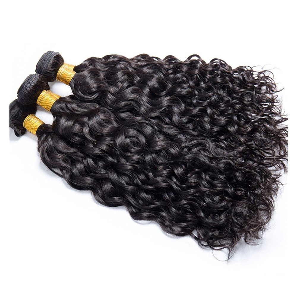 Water Wave Human Hair Extensions, 3–4 Brazilian Weave Bundles, Unprocessed Virgin Remy Hair, Natural Black