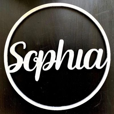Custom Personalized Wooden Name Round Hoop Wall Sign, 40 cm