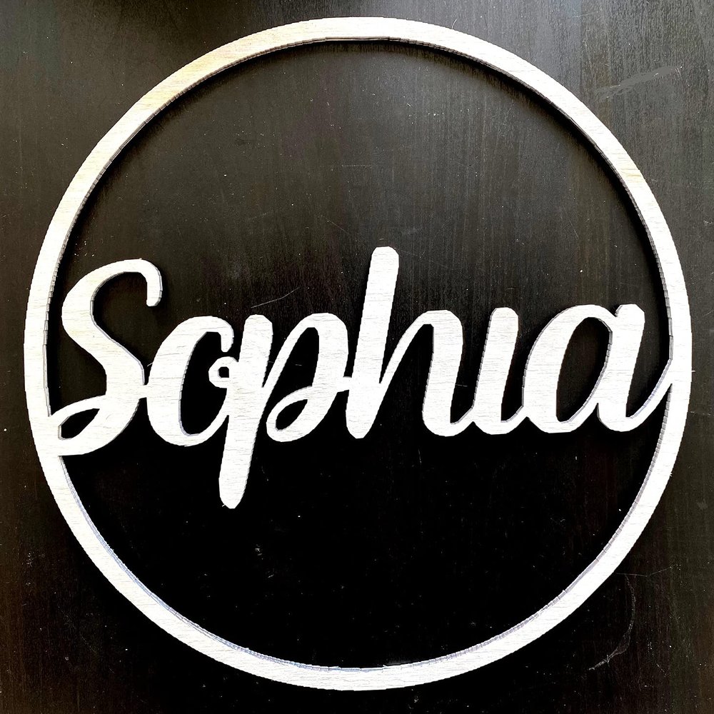Custom Personalized Wooden Name Round Hoop Wall Sign, 40 cm