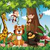 Custom 3D Photo Wallpaper Lion Tiger Giraffe Monkey Animal Wall Mural for Baby or Kids' Bedroom, 430 x 300 cm view 1