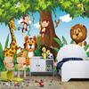 Custom 3D Photo Wallpaper Lion Tiger Giraffe Monkey Animal Wall Mural for Baby or Kids' Bedroom, 430 x 300 cm view 3