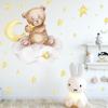 Cuddly Bear on the Cloud V292 | Hand-Drawn | Kindergarten Sticker | Nursery Wall Sticker with Stars (100 x 100 cm) view 1