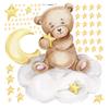 Cuddly Bear on the Cloud V292 | Hand-Drawn | Kindergarten Sticker | Nursery Wall Sticker with Stars (100 x 100 cm) view 3