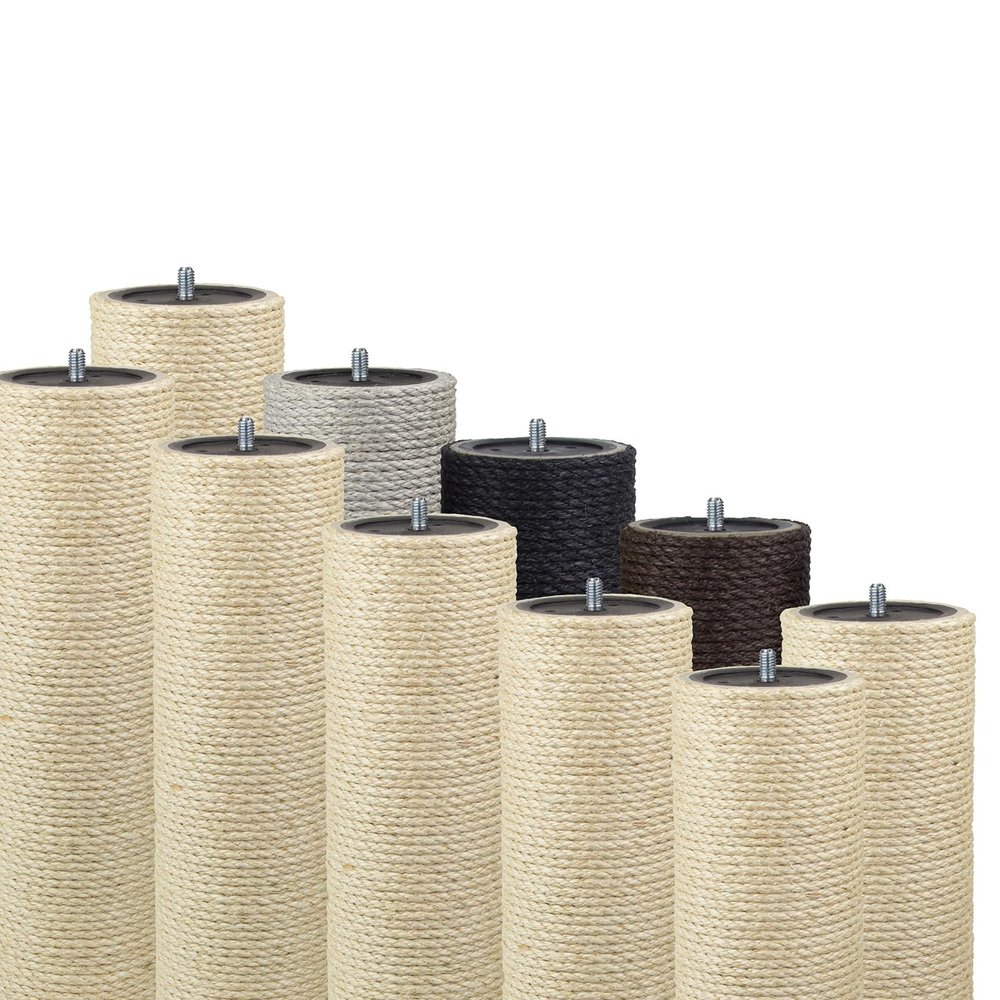 Kratzbaumland 11 cm End Post with Threaded Stud, 77 cm, M10, Natural Sisal