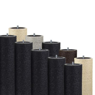 Kratzbaumland 11 cm End Post with Stud Bolt, Replacement Post for Cat Trees, 58 cm, M10 Thread, Black Sisal