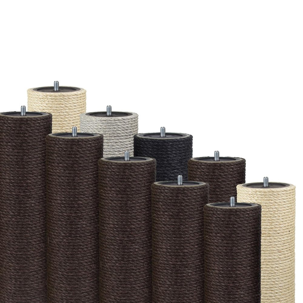 Kratzbaumland 11 cm End Pole with Threaded Stud, Replacement Scratching Post Pole, 59 cm, M10, Brown Sisal