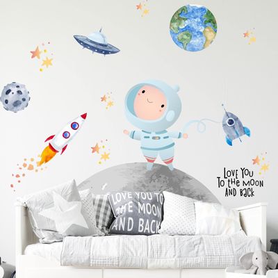 Astronaut Wall Decal V295, Hand-Drawn, Space Theme, 20 x 20 cm