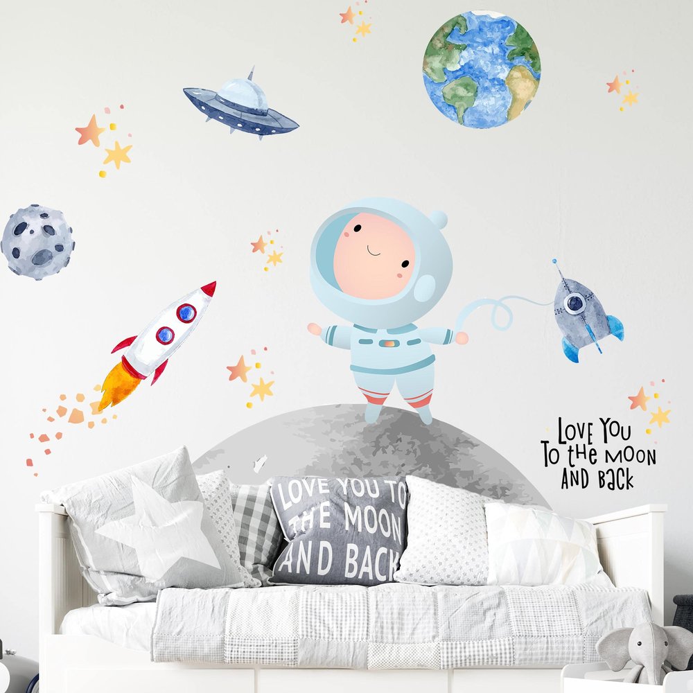 Astronaut Wall Decal V295, Hand-Drawn, Space Theme, 20 x 20 cm