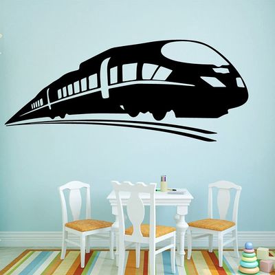 Zdklfm69 Train Family Wall Sticker, Decorative Vinyl Wall Decal for Children's Room, 114 x 50 cm