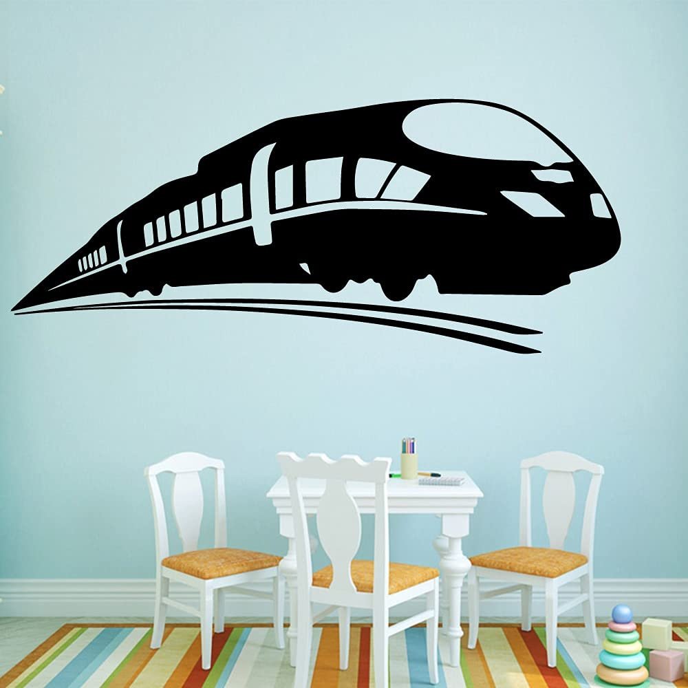 Zdklfm69 Train Family Wall Sticker, Decorative Vinyl Wall Decal for Children's Room, 114 x 50 cm