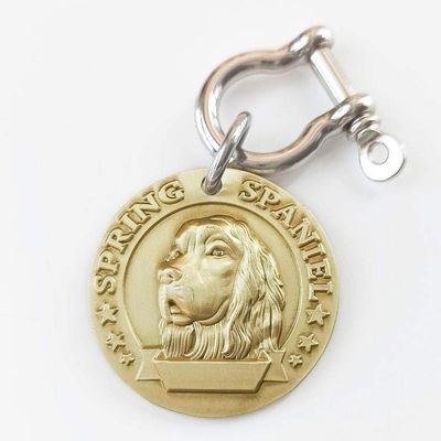 Personalized Brass Dog Tag, 3D Purebred Dog Design, Front and Back Engraving, 31 mm