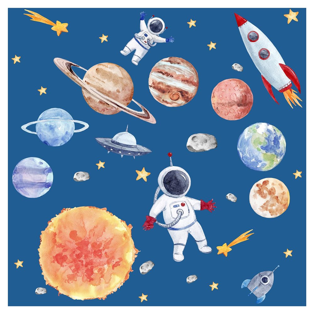 Little Deco Space Wall Stickers for Boys' Room – Planets, Rockets & Stars