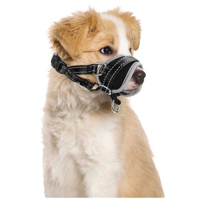 Nasjac Dog Muzzle, Adjustable Soft Nylon Muzzle for Small Dogs
