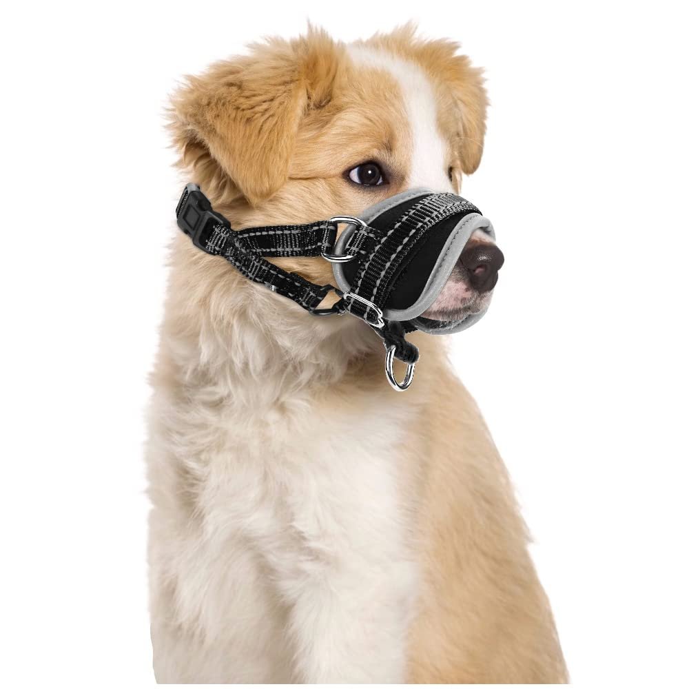 Nasjac Dog Muzzle, Adjustable Soft Nylon Muzzle for Small Dogs
