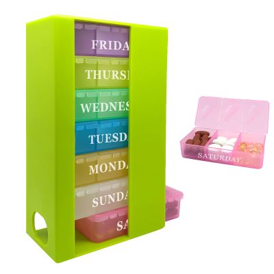Portable Weekly Pill Organizer, 3 Times Daily, Stackable