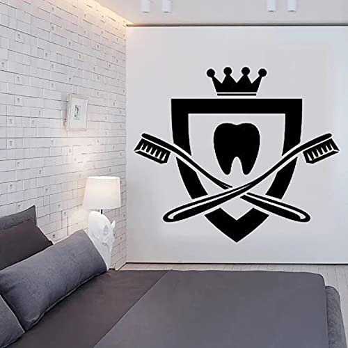 Zdklfm69 Wall Sticker Dental Center Toothbrush Crown Design 42 x 36 cm