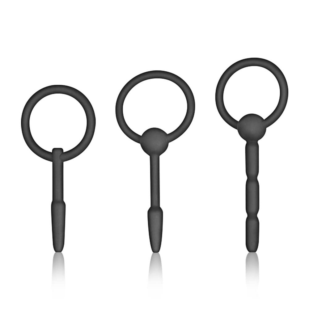 Roluck Silicone Male Urethral Dilator Set with Pull Rings, 3 Pieces