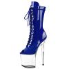 20 cm Women's Sexy Transparent Platform High-Heel Booties, Pink Lace-Up Ankle Boots for Nightclub Parties, Sizes 34–45, Blue, EU 38 view 1