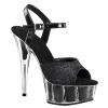 15 cm Women's Sequin Crystal Platform High Heels Sandals Pumps, Sexy Stripper Club Party Dress Shoes, Sizes 34–46 EU, Black, EU 39 view 1