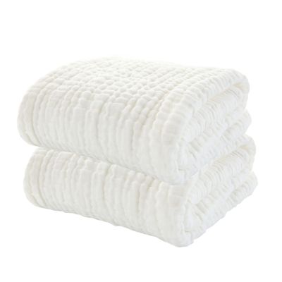 YeBon Baby Muslin Bath Towels, 6-Layer Cotton, 105 x 105 cm, White, 2-Pack