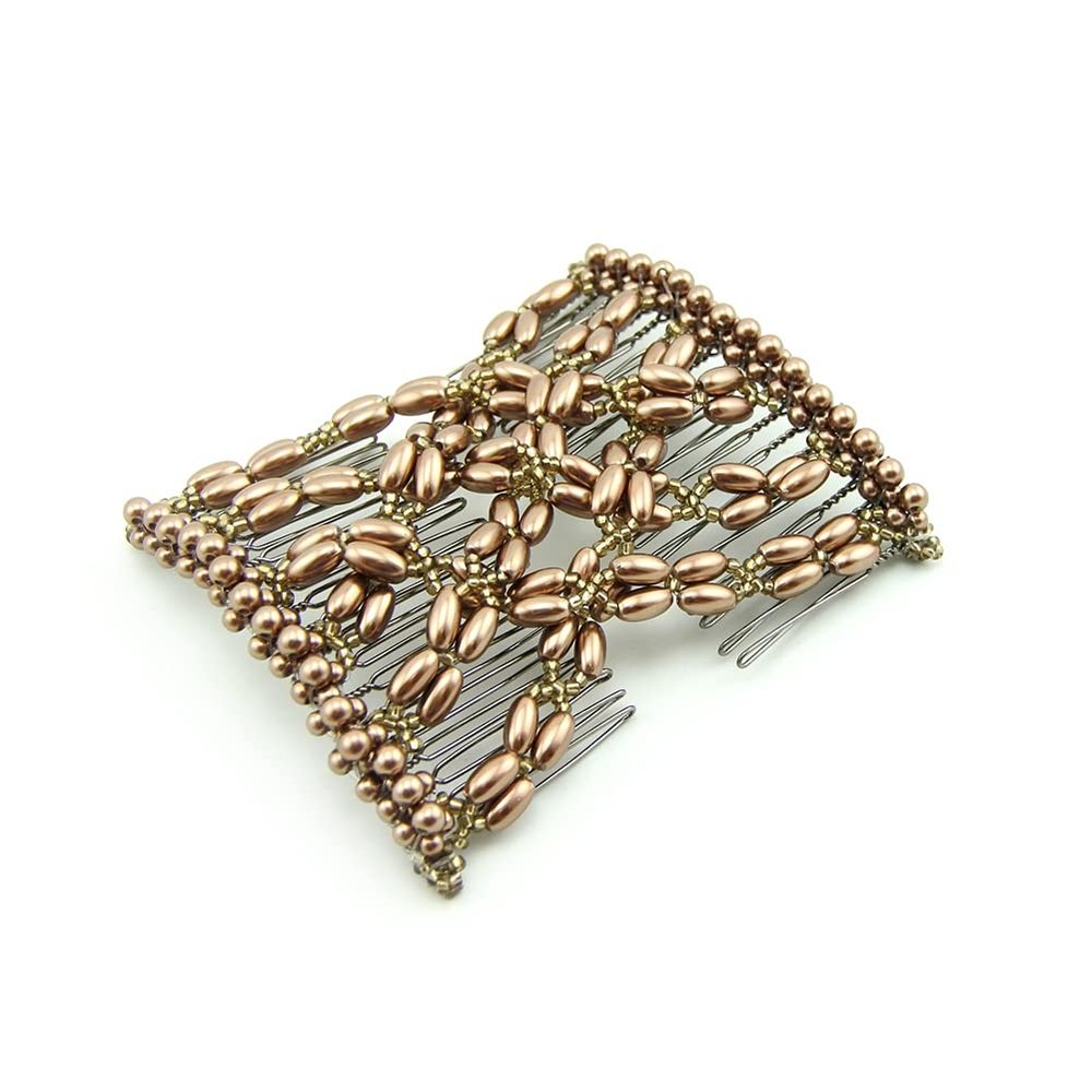 Meilliwish Beaded Wedding Hairpin Hair Clip, 1 Pc (A107) (Brown)