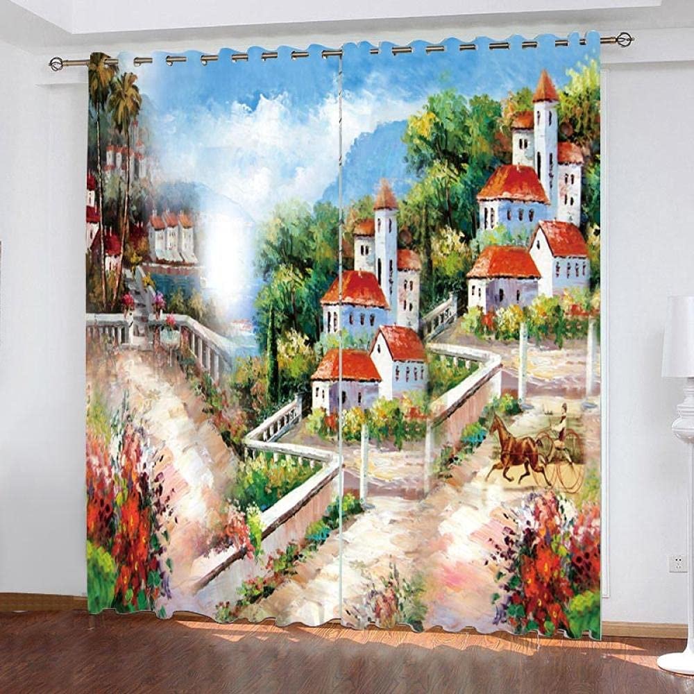 Yvvjmk Garden City Children's Curtain with Eyelets, Elegant Blackout Thermal Curtain, 85 x 200 cm