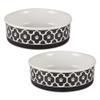 Bone Dry Lattice Collection Food and Water Bowls, Large Set, 19.1 x 6.1 cm, Black, 2-Pack view 1