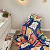 Baby Cartoon Patchwork Bear, Rabbit and Leaf Throw Blanket, White and Blue Sherpa Flannel Blanket for Girls and Boys, Couch, Bed or Office, Multicolor 3, 180 x 200 cm view 1