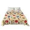 Baby Cartoon Patchwork Bear, Rabbit and Leaf Throw Blanket, White and Blue Sherpa Flannel Blanket for Girls and Boys, Couch, Bed or Office, Multicolor 3, 180 x 200 cm view 2